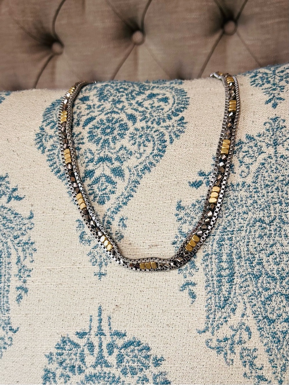 Two-Tone Gold and Silver Layered Chain Necklace - Women
